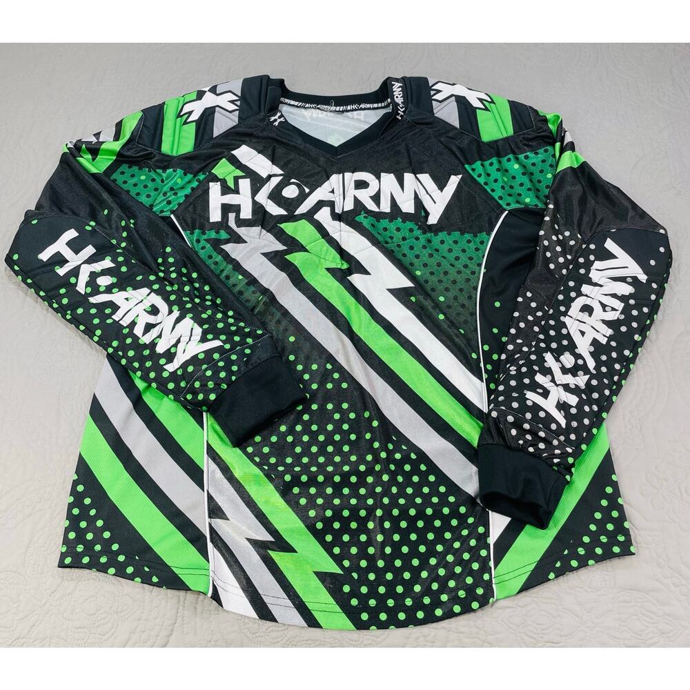 HK ARMY Paintball Jersey Mens X Large XL Black Green Padded Contact Mesh Shirt
